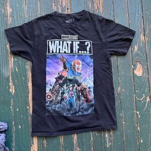 Marvel Studios What If Graphic T-Shirt Black Short Sleeve MCU Watcher Mens S